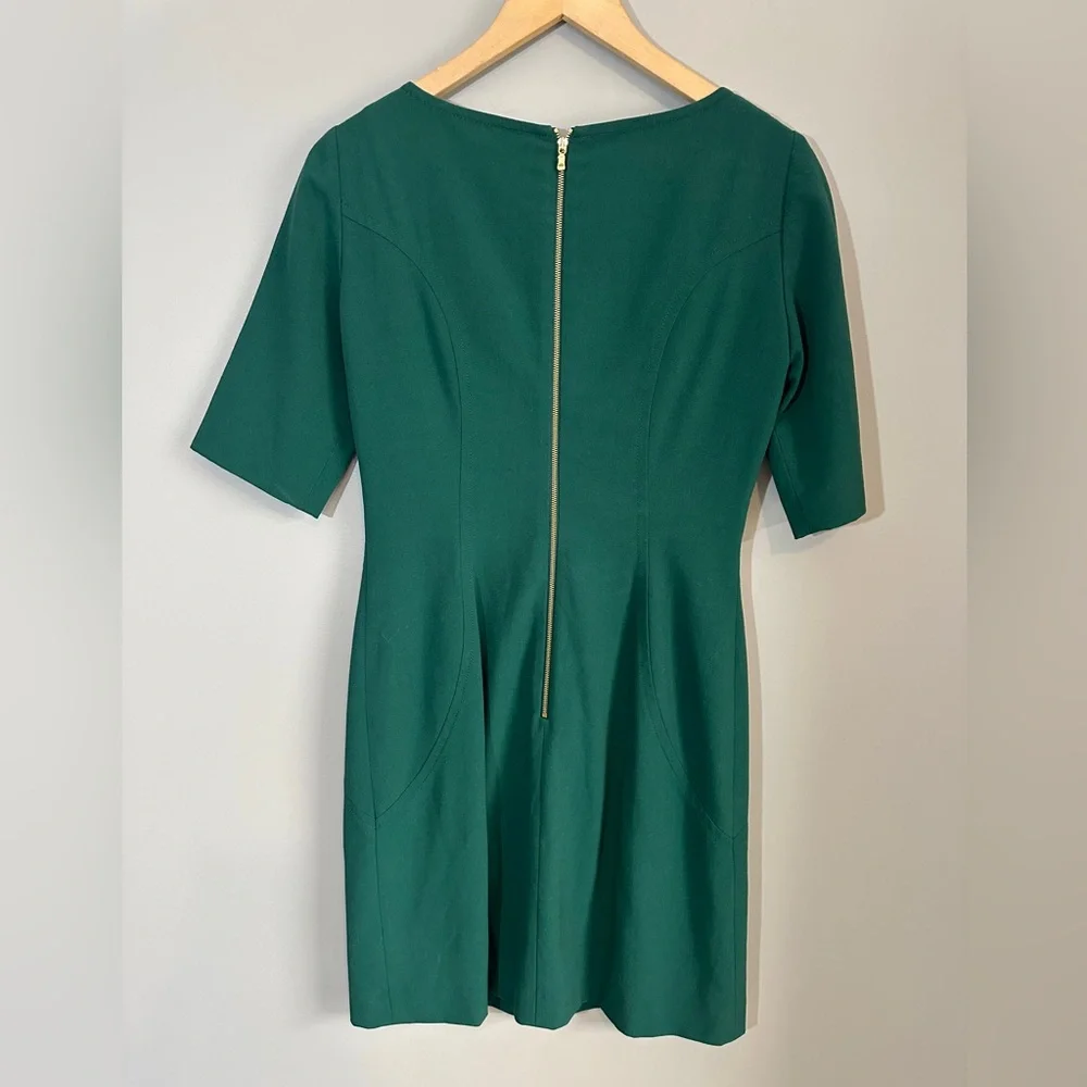 Tahari Green Tailored Exposed Zipper Career‎ Dress Womens Size 4 Pockets - Picture 3 of 5